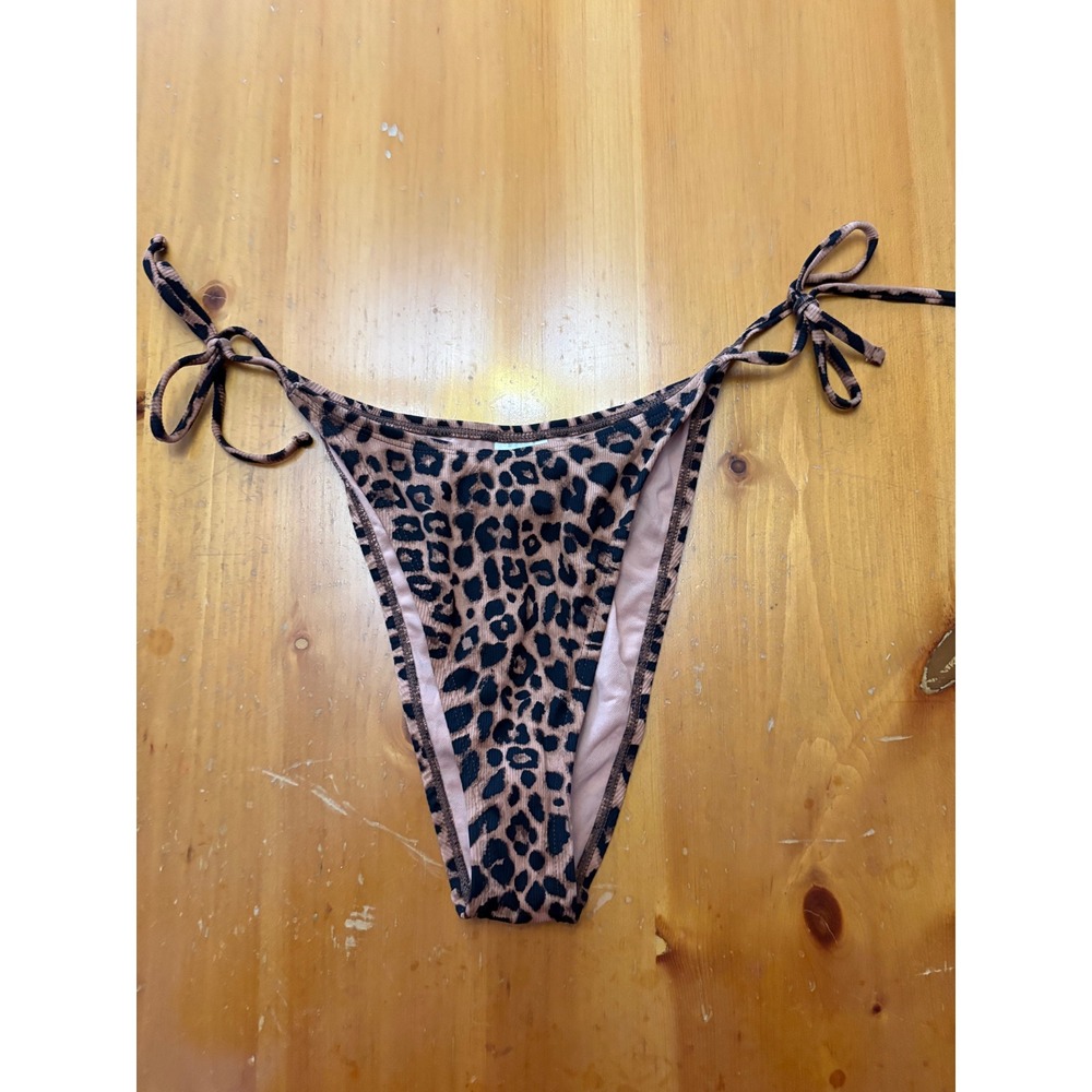 Wild Fable Leopard‎ Print Side Tie Bikini Bottom Brown Animal Print Medium